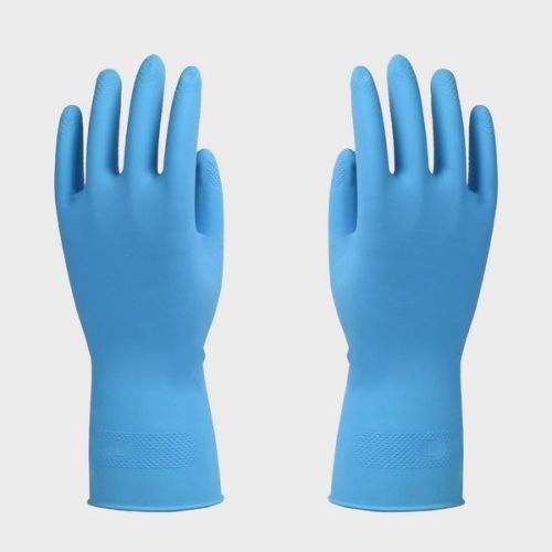 Blue Nitrile Unlined Natural Latex Gloves / Rubber Gloves For Washing Dishes