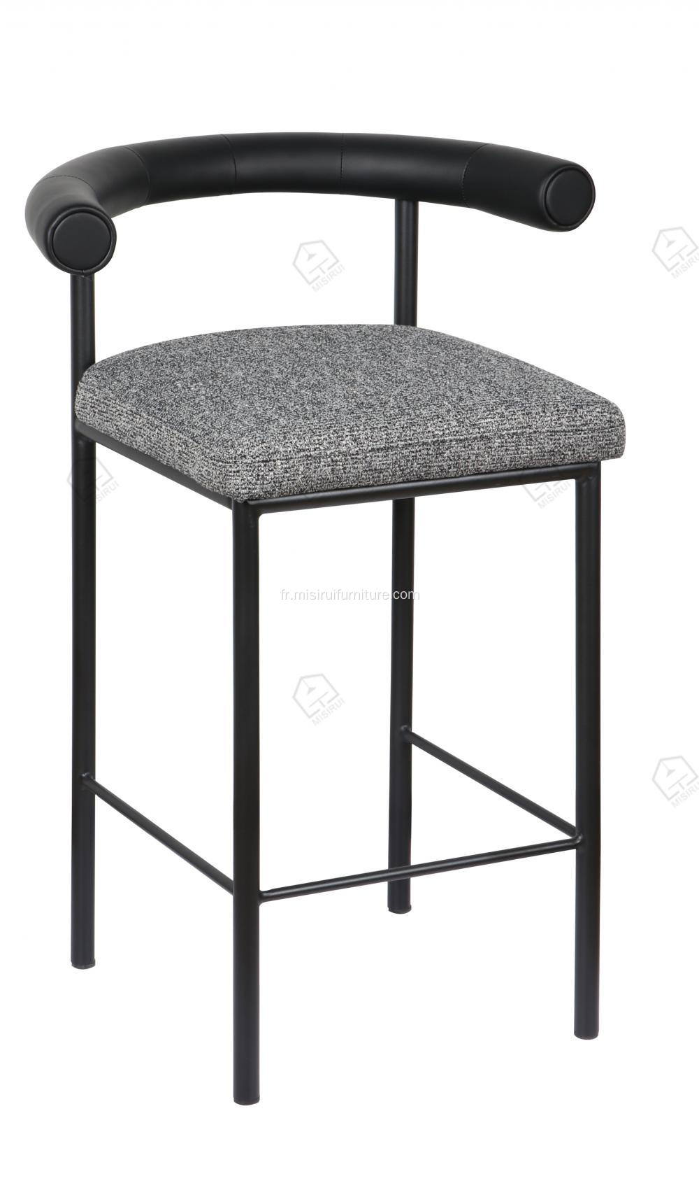 Tabouret de bar en cuir en cuir microfibre noir