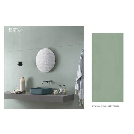 Newest Solid Color Mint Green Ceramic Tile 600x1200mm - Hot Sell Rustic Porcelain Flooring