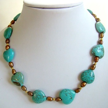 Turquoise gemstone necklace heart turquoise beads TQN0027