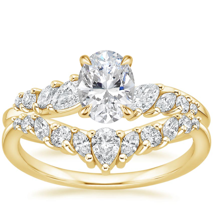 Colecție elegantă de verighete cu diamante de laborator din aur de 14K