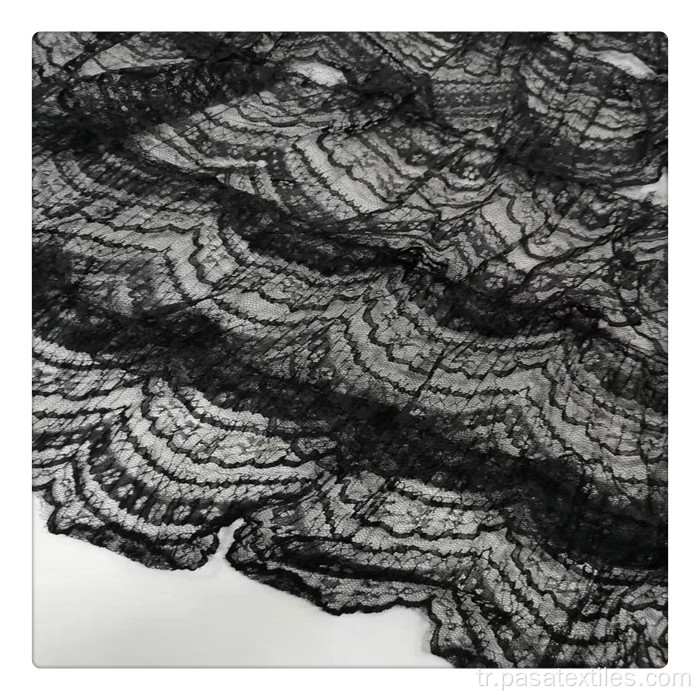 Gelinlik kumaşları fırfır tül tüyü süslemesi kumaş siyah dantel dikiş