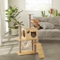 Modern Durable Luxury Cat Scratcher Tower Wooden Indoor Climbing Frame Multi Tier Lounge Condo Interactive Toy Center Carton