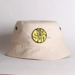 Fashion 100% Cotton White Embroidery Baby Bucket Hats