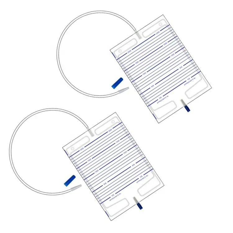 Disposable Adult Medical Plastic Portable Urine Urinary Collection Drainage Bag 2000 ml with Pull-Push Valve