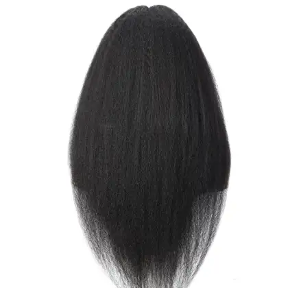 Thin V Part Wig Kinky Straight Natural Scalp Human Hair Wig Without Leave Out