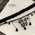 Butterfly & Double Layer Tassel Detail Necklace