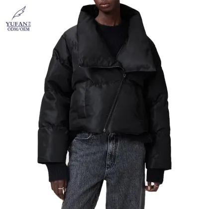 Yufan Super March OEM ODM Asymmetric Cropped Puffer Jacket