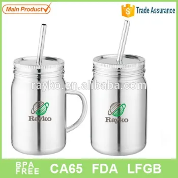18oz stainless steel mason jar with straw