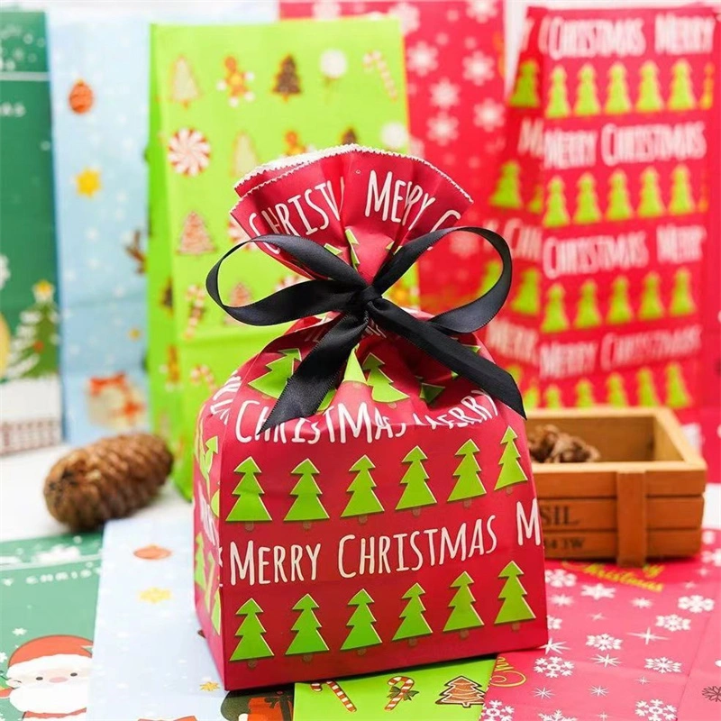 Christmas Carton Gift Printing Bags Packaging Brown Kraft Paper Bag with Low Price