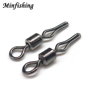 Minfishing 50/100 pcs/lot Swivel Fishing Hook Connector with side line clip fishhooks Rolling Swivel Snap fishing Accessorries