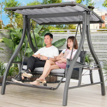 2 Seater Outdoor Patio Swing with Cushions - Modern Patio Swings Furniture