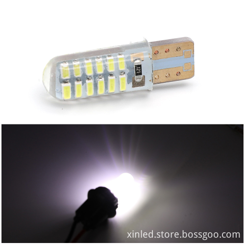 Hearxin LED Car Light DC12V T10 3014 24SMD Canbus Silicone License Plate Bulb
