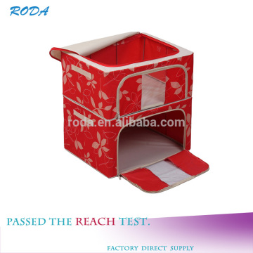 Durable Oxford Fabric Foldable Steel Shelf Lidded Storage Box with See-through Window
