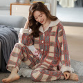 Pyjama pour femmes en velours chaud automne et hiver