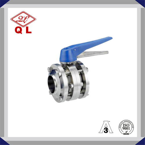 Sanitary Three Pieces Butterfly Valve Welded Ends