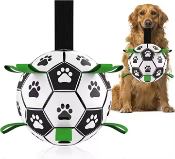Durable PU Dog Soccer Ball Toy - Interactive Pet Training & Play