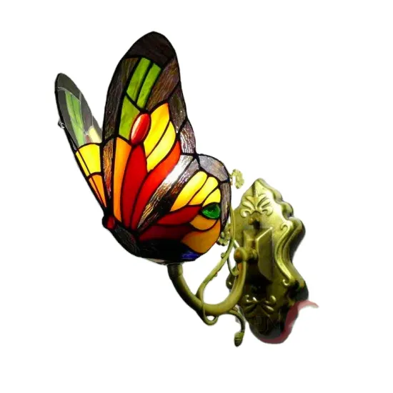 Classical Tiffany Style Stained Glass Butterfly Wall Lamp