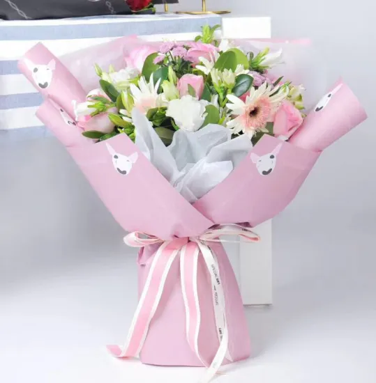 Pink floral flower wrapping paper