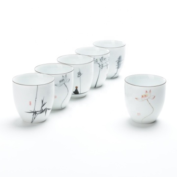 Hand Painted Kung Fu Tea Mugs and Arabic Coffee Cups - 100ml Capacity