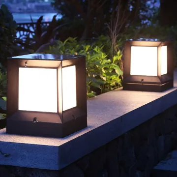 BEIAIDI Solar Power Garden Pillar Light Outdoor Garden Villa Courtyard Fence Gate Bollard light Waterproof Landscape Column Lamp