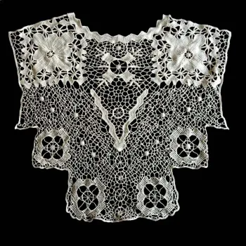 Cotton Crochet Collar Applique Neckline Frontside or Backside
