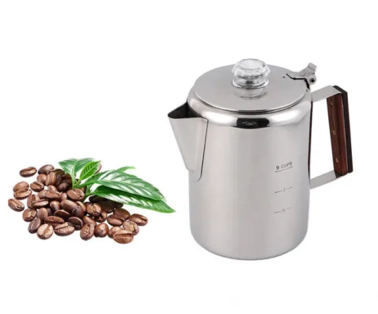 Stainless steel coffee pot with lid