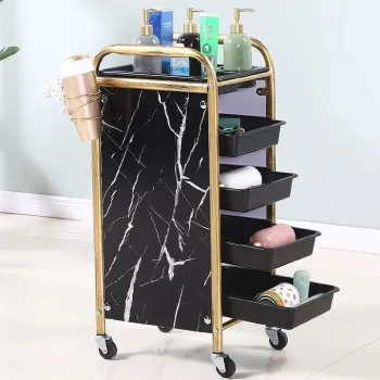 Stainless Steel Barber Trolley with Wheels and Drawers