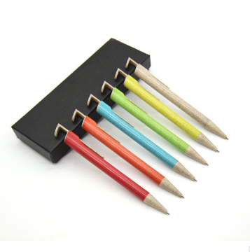 Customized Logo Wheat Straw Ballpoint Pen with Phone Holder