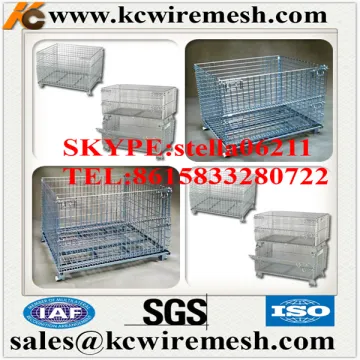 Manufacture !!!!!!!!!! KANGCHEN Folding Wire Mesh Container/ Stackable Storage Cage/ Metal Basket