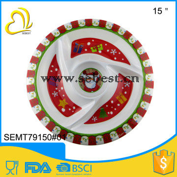 superior design decorative fries 15" round compartment food plastic tray