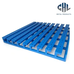 Blue Powder Coated Steel Pallet with Perforated Slats