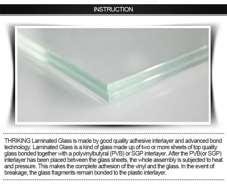 10.38mm 12mm Safety Clear tempered Laminated Glass Price for buildings