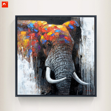 Colorful Hues Elephant Wildlife Animal Oil Painting