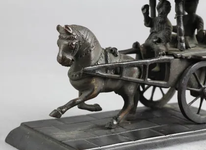 Reproduction small size tang dynasty horse with carriage and old man