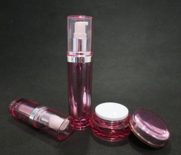 Round Acrylic Cream Jar and Lotion Pump Bottle for Cosmetic Packaging