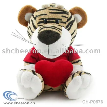 Plush Tiger Toy in Red T shirt