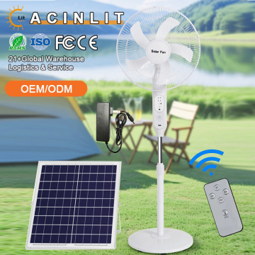 3-Gear 12 Inch AC DC Rechargeable Solar Fan with 16-inch Panel