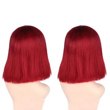 Red Bob 1b/99j Burg Short Straight Bob Wig Brown Human Hair Wig Pixie Cut Short Hair Wig for Black Woman