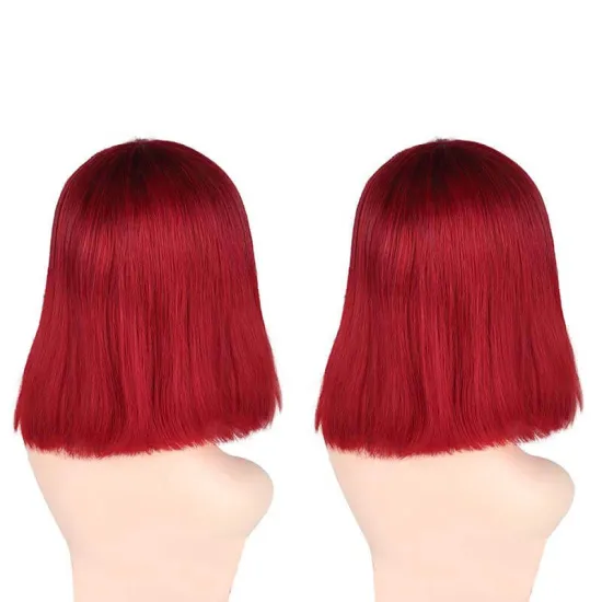 Red Bob 1b/99j Burg Short Straight Bob Wig Brown Human Hair Wig Pixie Cut Short Hair Wig for Black Woman