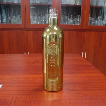 Semi-transparent gold metalization custom 750ml bottle glass vodka