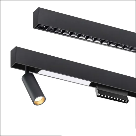 High-Quality 48V Magnetic Track LED Spot Light for Commercial Shops - Black PC Aluminum Design