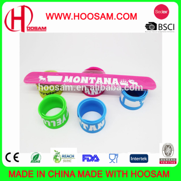 cheap custom good quality custom shape promotional silicone ruler slap wrap bracelets