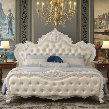 2024 European Style Luxury Princess Double Size Wooden Bedroom Furniture - Solid Wood Bed Sizes for Home