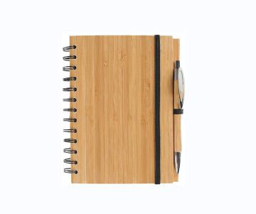 Eco-Friendly Wooden Notebook with Recycled Paper, Custom Bamboo Journal Diary with Pen