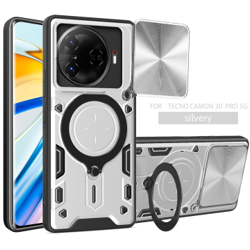 Lensa slaid shockproof magnet keras TPU PC Armor Telefon Case untuk Tecno Camon Series Telefon