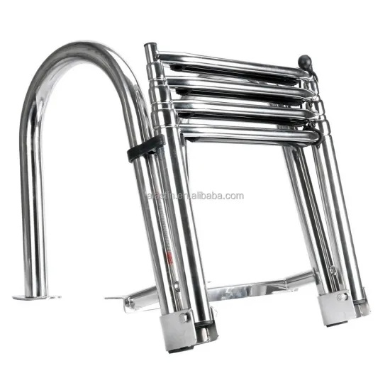 316 Stainless Steel Step Folding Ladder with Handrail for Boats