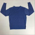 Men's Long Sleeves Knitted V-neck Blue Sweater