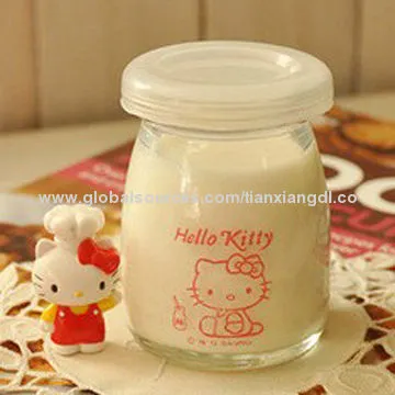 Glass Cup for Panna Cotta, 100mL, 55*75mm, Customized Logos are Accepted, with PE Lid