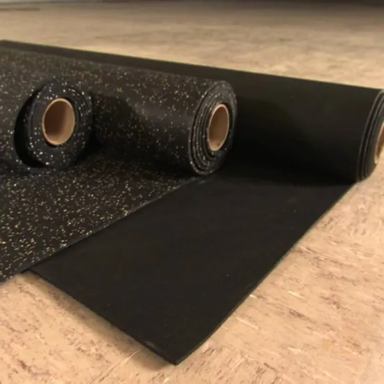 Shock absorbing rolled rubber flooring